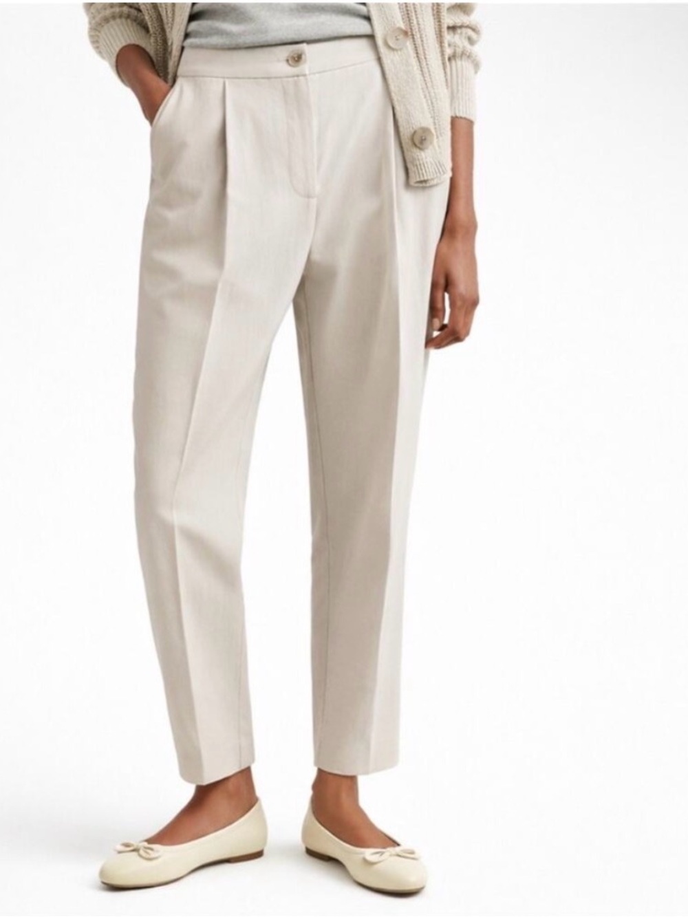 NWT Reiss Farrah Linen Taper Trousers; Size US 14